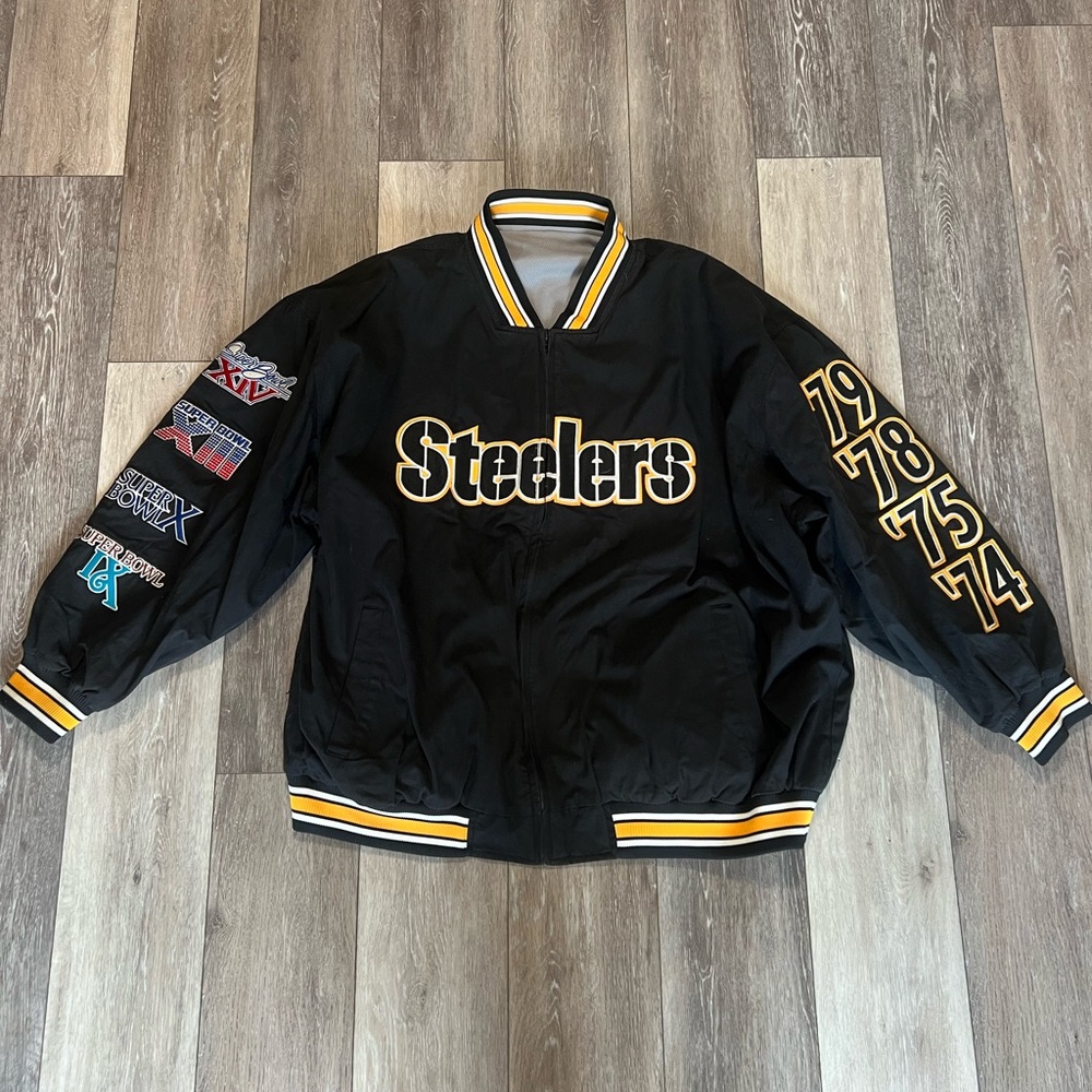 Pittsburgh Steelers Vintage NFL Reversible Bomber Jacket men’s 5XL SUPER RARE